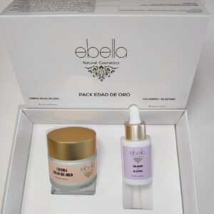 Marca: Ebella Natural Cosmetics. Imagen: kit-antiedad-pack-edad-de-oro-crema-y-serum.jpeg. Pack Edad de Oro: Crema Edad de Oro + Colágeno y Elastina