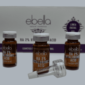 Marca: Ebella Natural Cosmetics. Imagen: vial-2-5x5-1.png. Ácido Hialurónico 2% 5 viales x 5 ml ebella