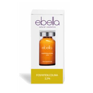 Marca: Ebella Natural Cosmetics. Imagen: vial-fosfatidilcolina-25-ebella.jpg. Fosfatidilcolina 2,5%, 1 Vial Ebella 10ml