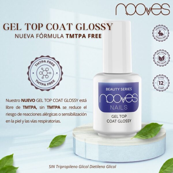 Marca: NOOVES. Imagen: 3_ce818229-cc67-42a3-95f9-b7c325c07e8d.jpg. NOOVES NAILS - Gel Top Coat Glossy 15ml - Acabado alto brillo con UV/LED - Uñas de gel