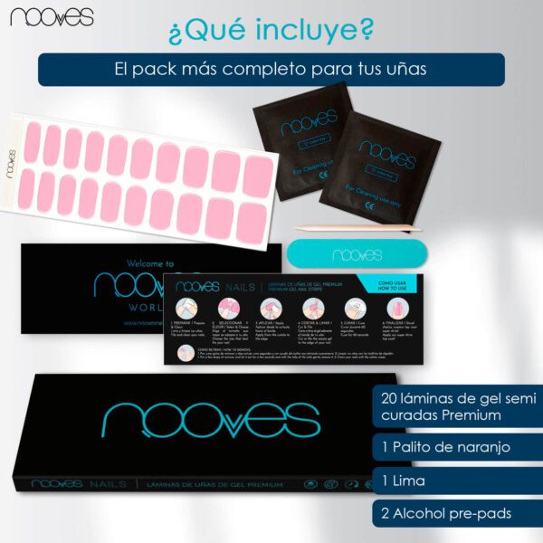 Marca: NOOVES. Imagen: Baby_5.jpg. NOOVES - Láminas de Gel para Uñas|Baby Pink - Rosa 20 uds, Uñas de Gel Semicuradas Premium, Gel Nail Stickers,Pegatinas Uñas de Gel, Incluye 1 Lima de Uñas y 1 Palito de Naranjo, Vegano