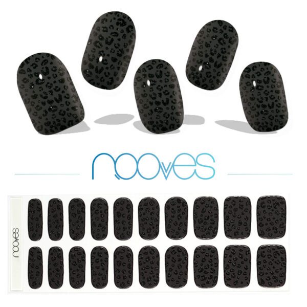 Marca: NOOVES. Imagen: Black-Leopard-10.jpg. NOOVES NAILS Láminas de Uñas de Gel Precurado Premium - Black Leopard - Art Design | Tiras De Uñas De Gel Semicurado| Pegatinas Uñas Semipermanente en Gel| Gel Nail stickers| Uñas de gel Pegatinas