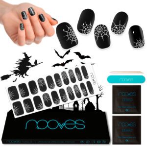 Marca: NOOVES. Imagen: Black_Spider_Markets_1.jpg. NOOVES NAILS Láminas de Uñas de Gel Precurado Premium - Black Spider | Halloween | Tiras De Uñas De Gel Semicurado| Pegatinas Uñas en Gel