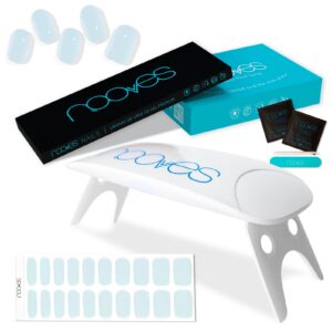 Marca: NOOVES. Imagen: BlueSalt1.jpg. NOOVES - Pack Láminas de Gel para Uñas Color Soft (Blue Salt) 20 uds + Lámpara de Secado de Uñas UV/LED, Uñas de Gel Semicuradas Premium, Gel Nail Stickers, Pegatinas Uñas de Gel, con 1 Lima de Uñas