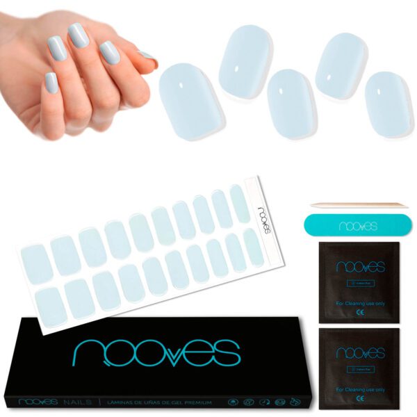 Marca: NOOVES. Imagen: Bluesalt1_69e2019c-1c05-43a9-8643-ace0dad3bee7.jpg. NOOVES - Láminas de Gel para Uñas|Blue Salt - Azul 20 uds, Uñas de Gel Semicuradas Premium, Gel Nail Stickers,Pegatinas Uñas de Gel, Incluye 1 Lima de Uñas y 1 Palito de Naranjo, Vegano