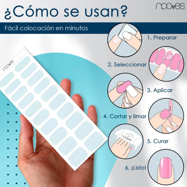 Marca: NOOVES. Imagen: Bluesalt4.jpg. NOOVES - Láminas de Gel para Uñas|Blue Salt - Azul 20 uds, Uñas de Gel Semicuradas Premium, Gel Nail Stickers,Pegatinas Uñas de Gel, Incluye 1 Lima de Uñas y 1 Palito de Naranjo, Vegano