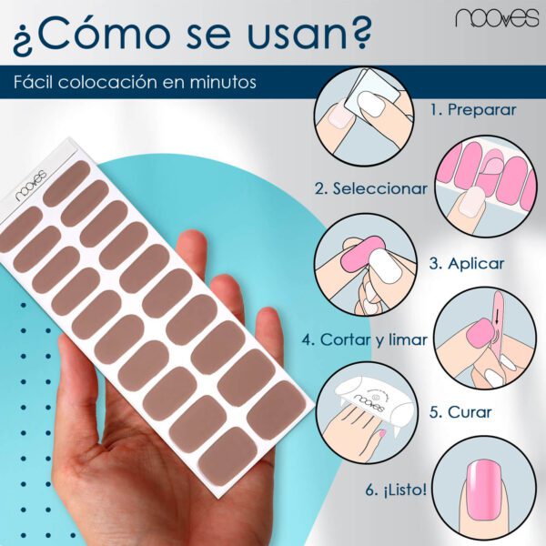 Marca: NOOVES. Imagen: Cocoa_MilkMesa_de_trabajo_4.jpg. NOOVES NAILS Láminas de Uñas de Gel Precurado Premium - Cocoa Milk | Nude | Tiras De Uñas De Gel semicurado| Pegatinas Uñas Semipermanente en Gel| Gel Nail stickers| Uñas de gel Pegatinas