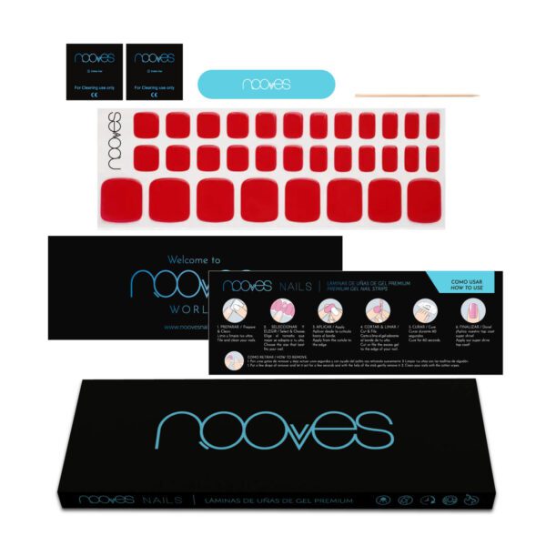 Marca: NOOVES. Imagen: Crimson-Passion-Web-_6_19552c6b-67e3-4abe-91c1-881de42c2c27.jpg. NOOVES NAILS Láminas de Uñas de Gel Precurado Premium para Pies - Crimson Passion - Esmalte en Gel Semipermanente | Diseño de Uñas de Pedicura | Láminas de Uñas Pegatinas de Gel