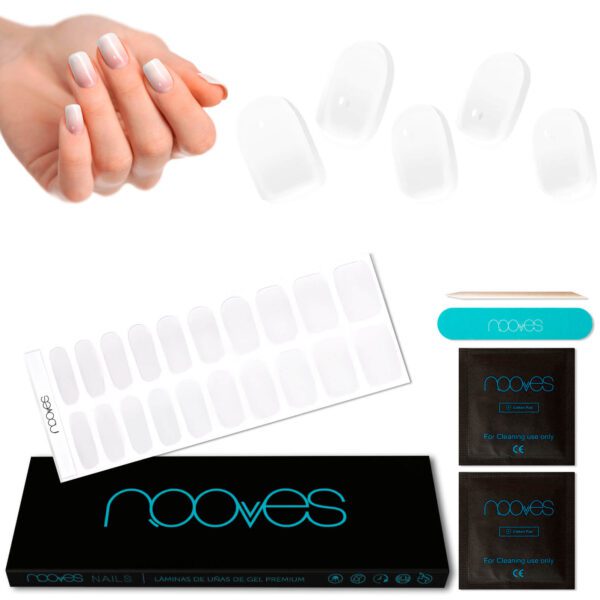 Marca: NOOVES. Imagen: FrenchSoftMesadetrabajo1.jpg. NOOVES NAILS Láminas de Uñas de Gel Precurado Premium - French Soft | Francesa | Tiras De Uñas De Gel semicurado| Pegatinas Uñas Semipermanente en Gel| Gel Nail stickers| Uñas de gel Pegatinas