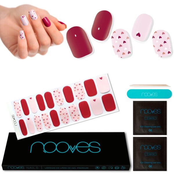 Marca: NOOVES. Imagen: In-love1.jpg. NOOVES NAILS Láminas de Uñas de Gel Precurado Premium - In Love | Rosa | Tiras De Uñas De Gel semicurado| Pegatinas Uñas Semipermanente en Gel| Gel Nail stickers| Uñas de gel Pegatinas