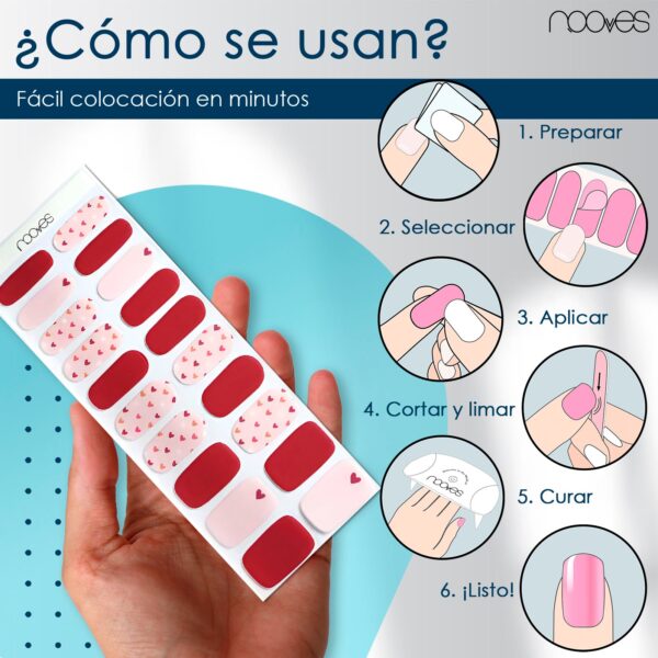 Marca: NOOVES. Imagen: In-love4.jpg. NOOVES NAILS Láminas de Uñas de Gel Precurado Premium - In Love | Rosa | Tiras De Uñas De Gel semicurado| Pegatinas Uñas Semipermanente en Gel| Gel Nail stickers| Uñas de gel Pegatinas