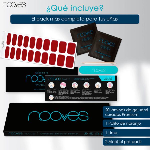 Marca: NOOVES. Imagen: JtaimeMesadetrabajo5.jpg. NOOVES - Láminas de Gel para Uñas|Je t'aime - Rojo 20 uds, Uñas de Gel Semicuradas Premium, Gel Nail Stickers,Pegatinas Uñas de Gel, Incluye 1 Lima de Uñas y 1 Palito de Naranjo, Vegano