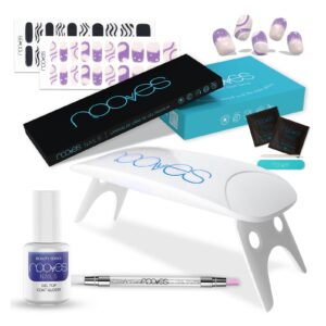 Marca: NOOVES. Imagen: Kit-Nail-Art1_1_3.jpg. Starter Kit Beauty Nail Art|2 Láminas de Uñas de Gel Precurado Premium|Lámpara de uñas UV/LED|Gel Top Coat Glossy|Tiras De Uñas De Gel semicurado|Pegatinas Uñas Semipermanente en Gel|Gel Nail stickers