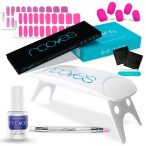 Marca: NOOVES. Imagen: KitBarbie2.jpg. Starter Kit Beauty Barbie|2 Láminas de Uñas de Gel Precurado Premium|Lámpara de uñas UV/LED|Gel Top Coat Glossy|Tiras De Uñas De Gel semicurado|Pegatinas Uñas Semipermanente en Gel|Gel Nail Stickers