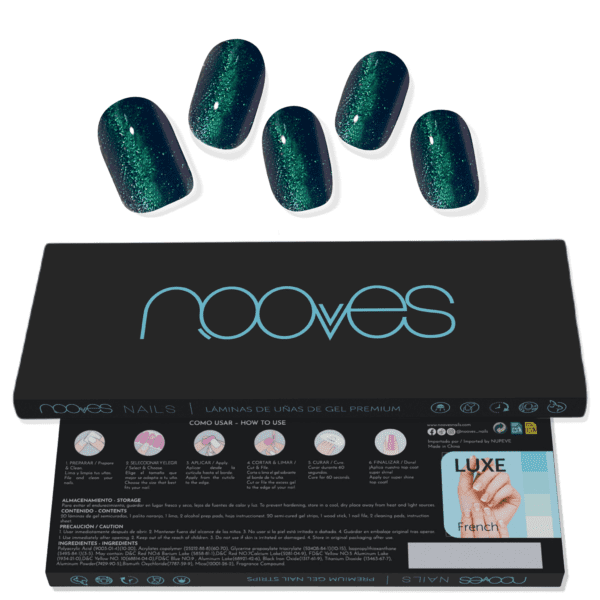 Marca: NOOVES. Imagen: Lamina_de_unas_de_gel_Premium_Nooves_Cronos_2.png. NOOVES NAILS Láminas de Uñas de Gel Precurado Premium - Cronos - Aguamarina (Glitter - Azul) | Tiras De Uñas De Gel Semicurado| Pegatinas Uñas Semipermanente en Gel| Gel Nail stickers| Uñas de gel Pegatinas