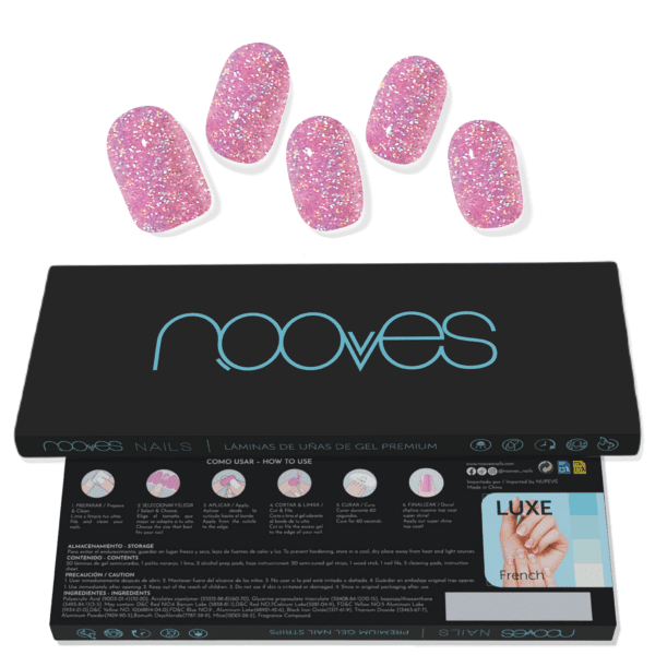 Marca: NOOVES. Imagen: Lamina_de_unas_de_gel_Premium_Nooves_Sparkling_Pink_1.png. NOOVES NAILS Láminas de Uñas de Gel Precurado Premium - Sparkling Pink - Rosa (Glitter - Rosa) | Tiras De Uñas De Gel semicurado| Pegatinas Uñas Semipermanente en Gel| Gel Nail stickers| Uñas de gel Pegatinas