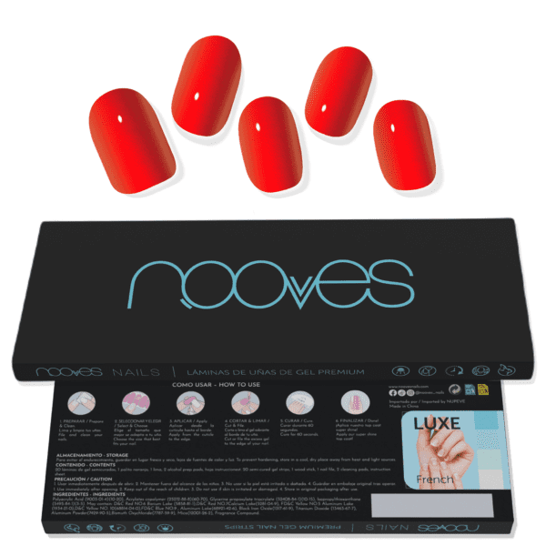 Marca: NOOVES. Imagen: Lamina_de_unas_de_gel_Premium_Nooves_amino_nin_erir.png. NOOVES NAILS Láminas de Uñas de Gel Precurado Premium - Amino nîn Erir - Rojo | Tiras De Uñas De Gel Semicurado| Pegatinas Uñas Semipermanente en Gel| Gel Nail stickers| Uñas de gel Pegatinas