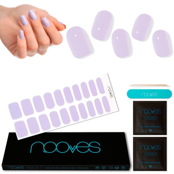 Marca: NOOVES. Imagen: LavenderMilk1_c2210aa3-e8e9-406a-9369-f0ce342a34d9.jpg. NOOVES - Láminas de Gel para Uñas|Lavender Milk - Violeta 20 uds, Uñas de Gel Semicuradas Premium, Gel Nail Stickers,Pegatinas Uñas de Gel, Incluye 1 Lima de Uñas y 1 Palito de Naranjo, Vegano