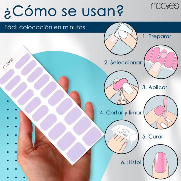 Marca: NOOVES. Imagen: LavenderMilk4.jpg. NOOVES - Láminas de Gel para Uñas|Lavender Milk - Violeta 20 uds, Uñas de Gel Semicuradas Premium, Gel Nail Stickers,Pegatinas Uñas de Gel, Incluye 1 Lima de Uñas y 1 Palito de Naranjo, Vegano