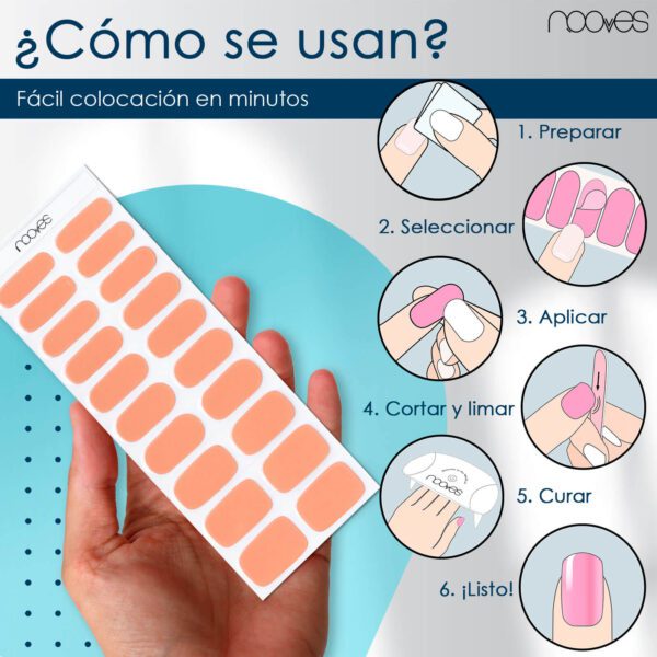 Marca: NOOVES. Imagen: LittlePeachMesadetrabajo4.jpg. NOOVES NAILS Láminas de Uñas de Gel Precurado Premium - Little Peach | Naranja | Tiras De Uñas De Gel semicurado| Pegatinas Uñas Semipermanente en Gel| Gel Nail stickers| Uñas de gel Pegatinas