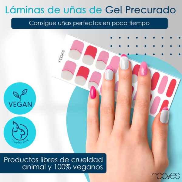 Marca: NOOVES. Imagen: LoveVibes_2.jpg. NOOVES NAILS Láminas de Uñas de Gel Precurado Premium - Love Vibes | Francesa | Tiras De Uñas De Gel semicurado| Pegatinas Uñas Semipermanente en Gel| Gel Nail stickers| Uñas de gel Pegatinas