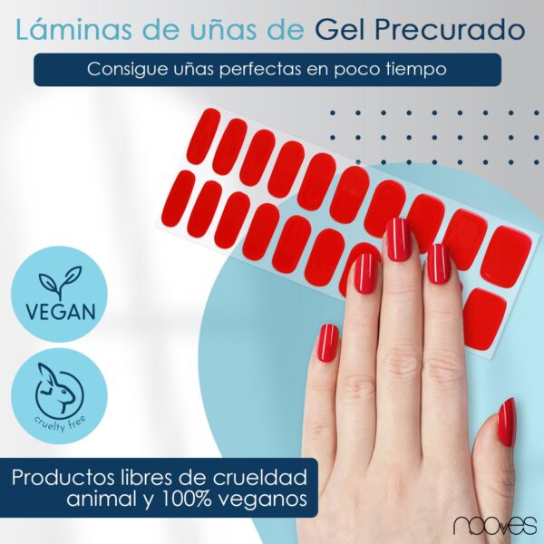 Marca: NOOVES. Imagen: Mesa_de_trabajo_2rojo.jpg. NOOVES NAILS Láminas de Uñas de Gel Precurado Premium - Crimson Red - Rojo | Tiras De Uñas De Gel Semicurado| Pegatinas Uñas Semipermanente en Gel| Gel Nail stickers| Uñas de gel Pegatinas