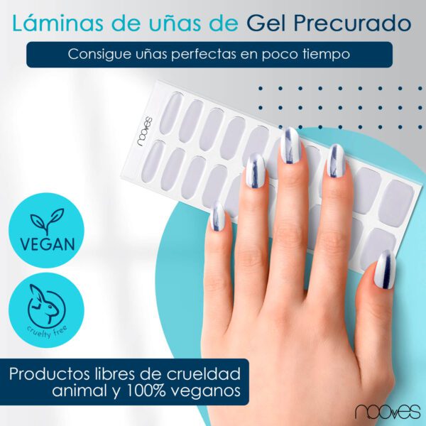 Marca: NOOVES. Imagen: Metalicsheen_12.jpg. NOOVES NAILS Láminas de Uñas de Gel Precurado Premium - Silver Sheen | Silver Sheen | Tiras De Uñas De Gel semicurado| Pegatinas Uñas Semipermanente en Gel| Gel Nail stickers| Uñas de gel Pegatinas