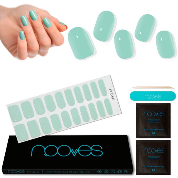 Marca: NOOVES. Imagen: MintMesadetrabajo1.jpg. NOOVES NAILS Láminas de Uñas de Gel Precurado Premium - Mint - Verde | Tiras De Uñas De Gel Semicurado| Pegatinas Uñas Semipermanente en Gel| Gel Nail stickers| Uñas de gel Pegatinas