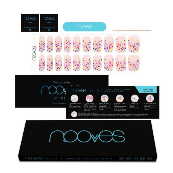 Marca: NOOVES. Imagen: Ng200076_-5-Party-Time.jpg. NOOVES NAILS Láminas de Uñas de Gel Precurado Premium - Party Time - Multicolor (Multicolor - Art Design) | Tiras De Uñas De Gel semicurado| Pegatinas Uñas Semipermanente en Gel| Gel Nail stickers| Uñas de gel Pegatinas