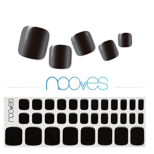 Marca: NOOVES. Imagen: Noir-Onyx_5.jpg. NOOVES NAILS Láminas de Uñas de Gel Precurado Premium para Pies - Noir Onix - Esmalte en Gel Semipermanente | Diseño de Uñas de Pedicura | Láminas de Uñas Pegatinas de Gel