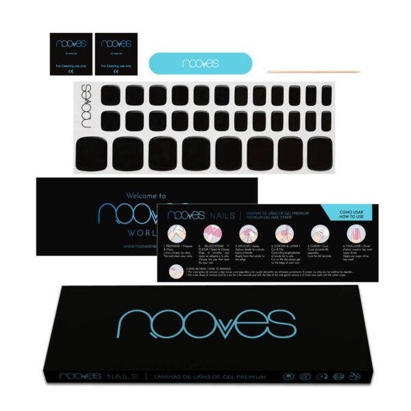 Marca: NOOVES. Imagen: Noir-Onyx_6.jpg. NOOVES NAILS Láminas de Uñas de Gel Precurado Premium para Pies - Noir Onix - Esmalte en Gel Semipermanente | Diseño de Uñas de Pedicura | Láminas de Uñas Pegatinas de Gel