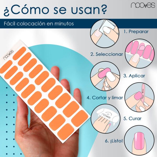 Marca: NOOVES. Imagen: Orange_GlowMesa_de_trabajo_4.jpg. NOOVES NAILS Láminas de Uñas de Gel Precurado Premium - Orange Glow | Naranja | Tiras De Uñas De Gel semicurado| Pegatinas Uñas Semipermanente en Gel| Gel Nail stickers| Uñas de gel Pegatinas