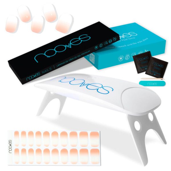 Marca: NOOVES. Imagen: Pack-NudeBabyBoomer1.jpg. Láminas de Uñas de Gel Precurado Nude + Lámpara de secado de uñas UV/LED PORTÁTIL 8w|Tiras De Uñas De Gel semicurado|Pegatinas Uñas Semipermanente en Gel|Gel Nail stickers|Uñas de gel Pegatinas