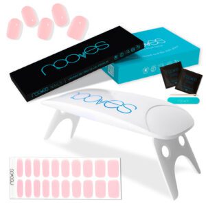 Marca: NOOVES. Imagen: Pack-PalePink1.jpg. Láminas de Uñas de Gel Precurado Rosas + Lámpara de secado de uñas UV/LED PORTÁTIL 8w|Tiras De Uñas De Gel semicurado|Pegatinas Uñas Semipermanente en Gel|Gel Nail stickers|Uñas de gel Pegatinas