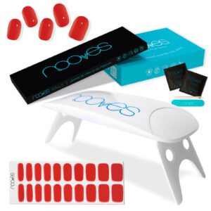 Marca: NOOVES. Imagen: Pack-Piccante1.jpg. Láminas de Uñas de Gel Precurado Rojas + Lámpara de secado de uñas UV/LED PORTÁTIL 8w|Tiras De Uñas De Gel semicurado|Pegatinas Uñas Semipermanente en Gel|Gel Nail stickers|Uñas de gel Pegatinas