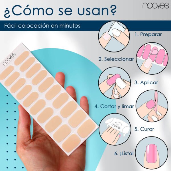 Marca: NOOVES. Imagen: Pack-Praline5.jpg. Láminas de Uñas de Gel Precurado Nude + Lámpara de secado de uñas UV/LED PORTÁTIL 8w|Tiras De Uñas De Gel semicurado|Pegatinas Uñas Semipermanente en Gel|Gel Nail stickers|Uñas de gel Pegatinas