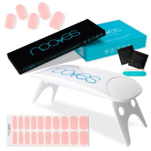 Marca: NOOVES. Imagen: Pack-RosePale1.jpg. Láminas de Uñas de Gel Precurado Rosas (Rose Pâle) + Lámpara de secado de uñas UV/LED PORTÁTIL 8w|Tiras De Uñas De Gel semicurado|Pegatinas Uñas Semipermanente en Gel|Gel Nail stickers|Uñas de gel Pegatinas