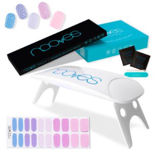 Marca: NOOVES. Imagen: PackHappyPolka1.jpg. Láminas de Uñas de Gel Precurado Nail Art + Lámpara de secado de uñas UV/LED PORTÁTIL 8w|Tiras De Uñas De Gel semicurado|Pegatinas Uñas Semipermanente en Gel|Gel Nail stickers|Uñas de gel Pegatinas