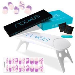 Marca: NOOVES. Imagen: PackIndigo1.jpg. Láminas de Uñas de Gel Precurado Nail Art + Lámpara de secado de uñas UV/LED PORTÁTIL 8w|Tiras De Uñas De Gel semicurado|Pegatinas Uñas Semipermanente en Gel|Gel Nail stickers|Uñas de gel Pegatinas