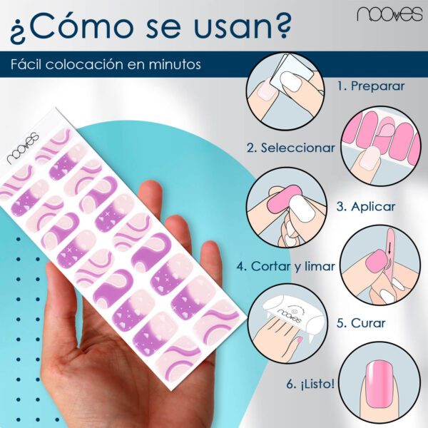 Marca: NOOVES. Imagen: PackIndigo4.jpg. Láminas de Uñas de Gel Precurado Nail Art + Lámpara de secado de uñas UV/LED PORTÁTIL 8w|Tiras De Uñas De Gel semicurado|Pegatinas Uñas Semipermanente en Gel|Gel Nail stickers|Uñas de gel Pegatinas