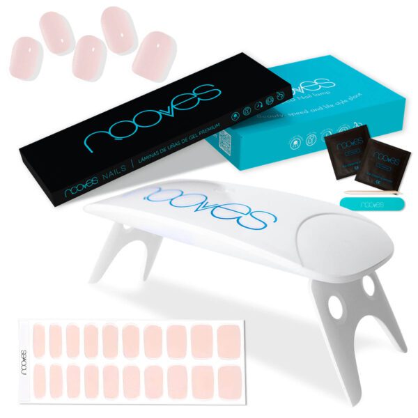 Marca: NOOVES. Imagen: PackNaturalNude1.jpg. NOOVES - Pack Láminas de Gel para Uñas Color Nude (Natural Nude) 20 uds + Lámpara de Secado de Uñas UV/LED, Uñas de Gel Semicuradas Premium, Gel Nail Stickers, Pegatinas Uñas de Gel, con 1 Lima de Uñas