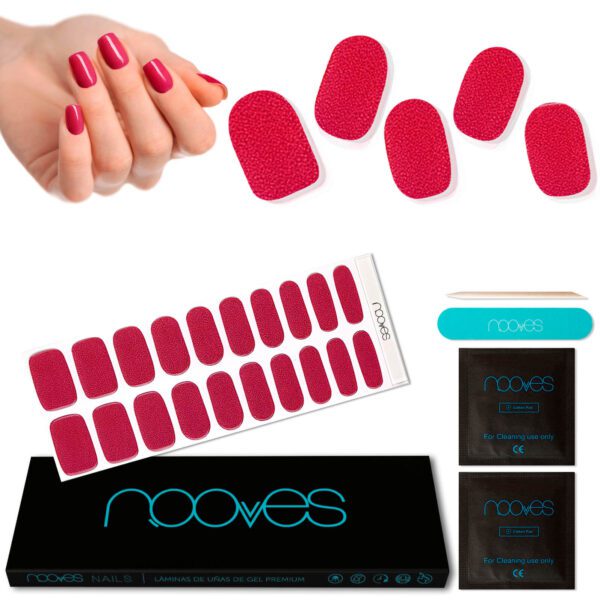 Marca: NOOVES. Imagen: PackRubyGlaze2Mesadetrabajo1.jpg. NOOVES NAILS Láminas de Uñas de Gel Precurado Premium - Ruby Glaze - Rojo | Tiras De Uñas De Gel Semicurado| Pegatinas Uñas Semipermanente en Gel| Gel Nail stickers| Uñas de gel Pegatinas