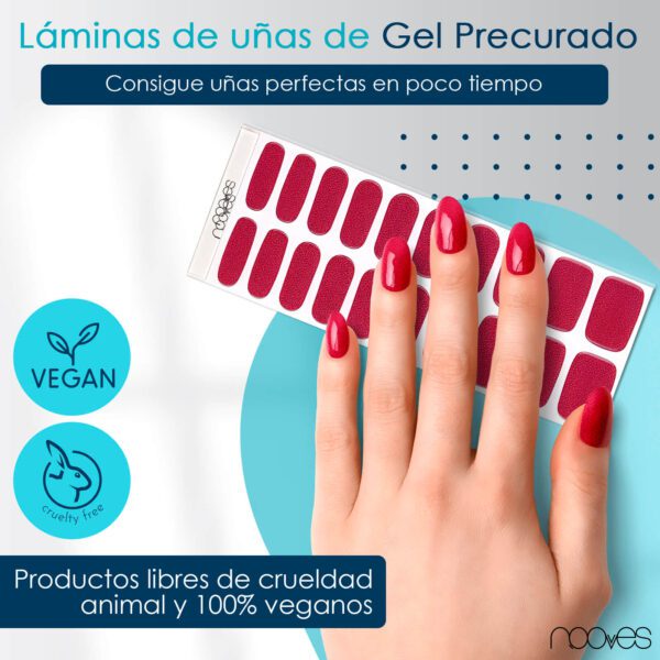 Marca: NOOVES. Imagen: PackRubyGlaze2Mesadetrabajo2.jpg. NOOVES NAILS Láminas de Uñas de Gel Precurado Premium - Ruby Glaze - Rojo | Tiras De Uñas De Gel Semicurado| Pegatinas Uñas Semipermanente en Gel| Gel Nail stickers| Uñas de gel Pegatinas