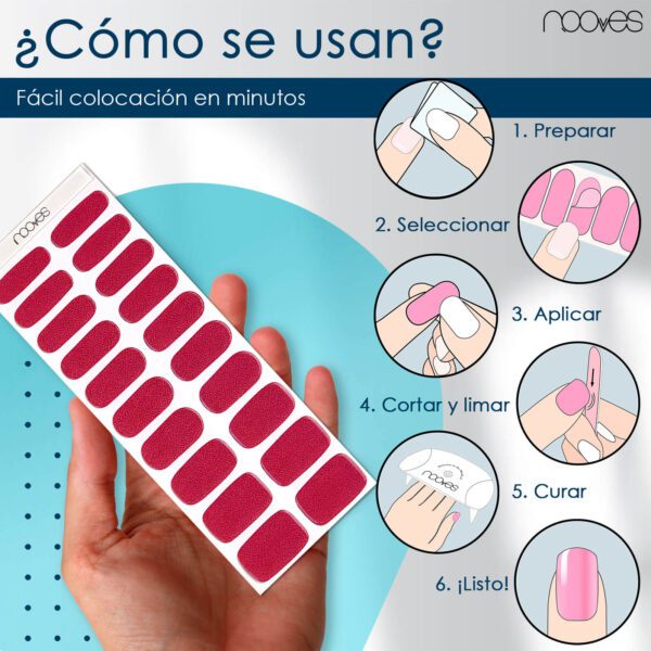 Marca: NOOVES. Imagen: PackRubyGlaze2Mesadetrabajo4.jpg. NOOVES NAILS Láminas de Uñas de Gel Precurado Premium - Ruby Glaze - Rojo | Tiras De Uñas De Gel Semicurado| Pegatinas Uñas Semipermanente en Gel| Gel Nail stickers| Uñas de gel Pegatinas