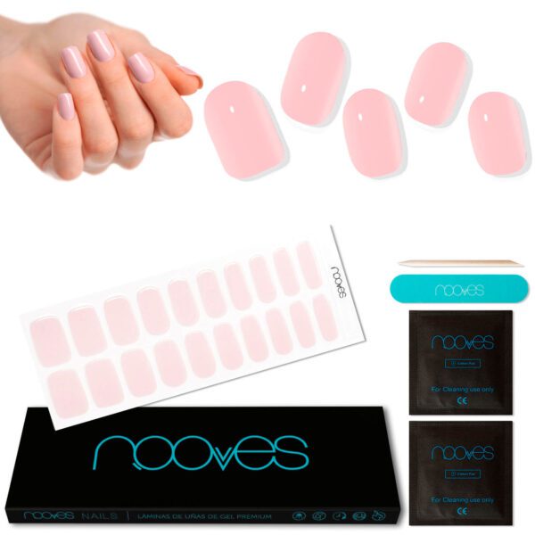 Marca: NOOVES. Imagen: Pale_pinkMesa_de_trabajo_1.jpg. NOOVES - Láminas de Gel para Uñas|Pale Pink - Rosa 20 uds, Uñas de Gel Semicuradas Premium, Gel Nail Stickers,Pegatinas Uñas de Gel, Incluye 1 Lima de Uñas y 1 Palito de Naranjo, Vegano