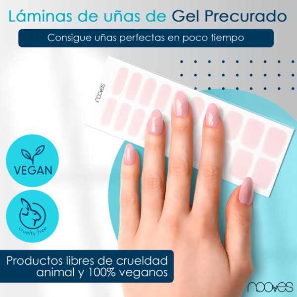 Marca: NOOVES. Imagen: Pale_pinkMesa_de_trabajo_2.jpg. NOOVES - Láminas de Gel para Uñas|Pale Pink - Rosa 20 uds, Uñas de Gel Semicuradas Premium, Gel Nail Stickers,Pegatinas Uñas de Gel, Incluye 1 Lima de Uñas y 1 Palito de Naranjo, Vegano