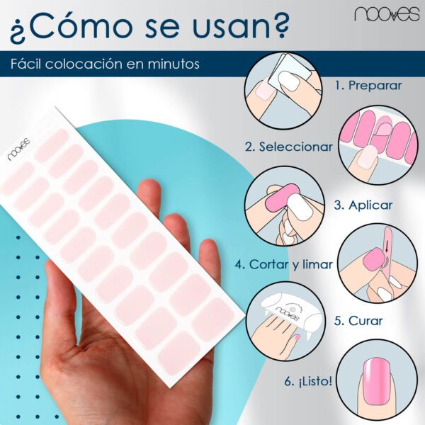 Marca: NOOVES. Imagen: Pale_pinkMesa_de_trabajo_4.jpg. NOOVES - Láminas de Gel para Uñas|Pale Pink - Rosa 20 uds, Uñas de Gel Semicuradas Premium, Gel Nail Stickers,Pegatinas Uñas de Gel, Incluye 1 Lima de Uñas y 1 Palito de Naranjo, Vegano