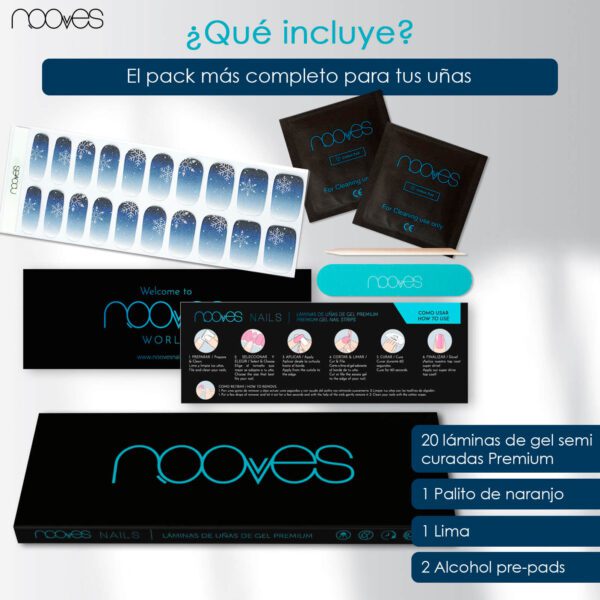 Marca: NOOVES. Imagen: Polar_ChillMesa_de_trabajo_5.jpg. NOOVES NAILS Láminas de Uñas de Gel Precurado Premium - Polar Chill | Azul | Tiras De Uñas De Gel semicurado| Pegatinas Uñas Semipermanente en Gel| Gel Nail stickers| Uñas de gel Pegatinas