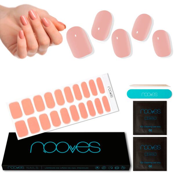 Marca: NOOVES. Imagen: Powder1.jpg. NOOVES - Láminas de Gel para Uñas|Powder Blush - Nude 20 uds, Uñas de Gel Semicuradas Premium, Gel Nail Stickers,Pegatinas Uñas de Gel, Incluye 1 Lima de Uñas y 1 Palito de Naranjo, Vegano