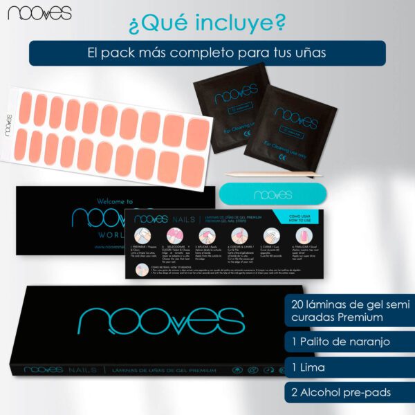 Marca: NOOVES. Imagen: Powder_5.jpg. NOOVES - Láminas de Gel para Uñas|Powder Blush - Nude 20 uds, Uñas de Gel Semicuradas Premium, Gel Nail Stickers,Pegatinas Uñas de Gel, Incluye 1 Lima de Uñas y 1 Palito de Naranjo, Vegano